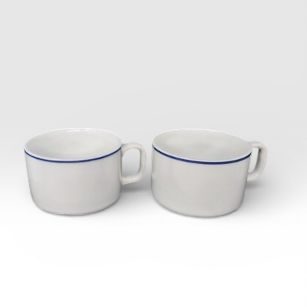 Classic Vintage American Airlines White Cups with Blue Trim - set of 2